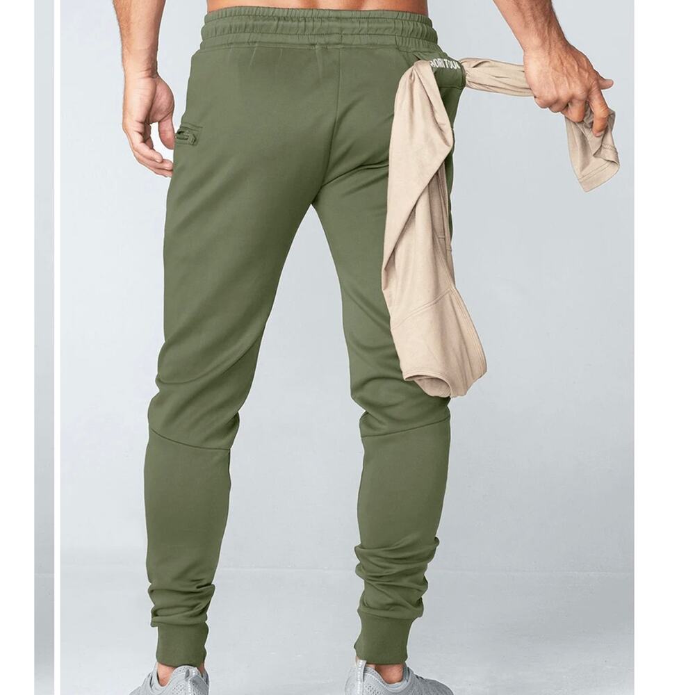 Born tough men’s joggers zipper pockets lounge military green athletic Utility L